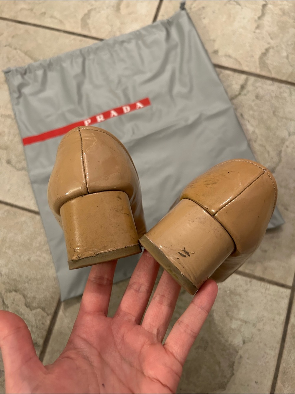 Prada Cap-Toe worn ballet Flats — Tan and Black - Picture 6 of 8